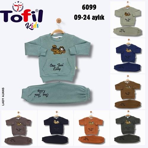 Tofil 6099 Erkek Çocuk 3 İp Cepli Peluş One Tool Kilty Nakışlı Takım 9-24 Ay
