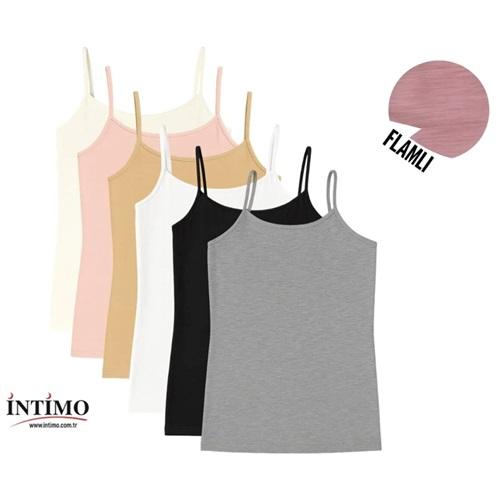 İntimo 2003 Bayan Flamlı Düz İp Askılı Atlet