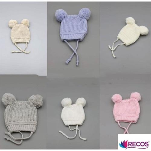 Recos Çocuk 0374 Triko Çift Ponponlu İpli Bere 1-4 Yaş
