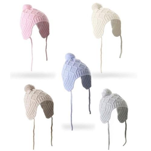 Recos Çocuk 0934 Triko Ponponlu Baklava Desen Örgülü İpli Bere 4-8 Yaş