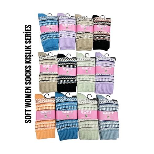 Soft 3388 Bayan Havlu Kışlık Yün Lüx Serier Soket Çorap