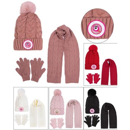 Recos Çocuk 5028 Triko Işıklı Ponponlu Atkı Bere Eldiven 3 Lü Takım 4-8 Yaş