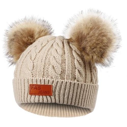 Recos Çocuk 0061 Triko Örgü Model Çift Ponponlu Bere 4-8 Yaş