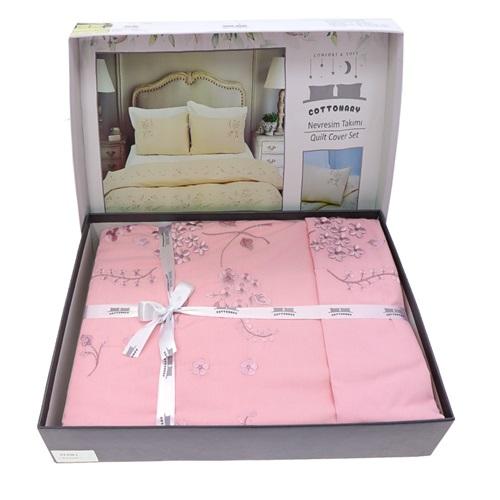 Cottonary Cotton Nakışlı Çift Kişilik Kutulu Nevresim Takımı 200X220 Cm