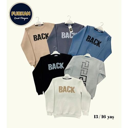 Furkan 8064 Erkek Çocuk 3 İplik Back Baskılı Sıfır Yaka Sweat 13-16 Yaş
