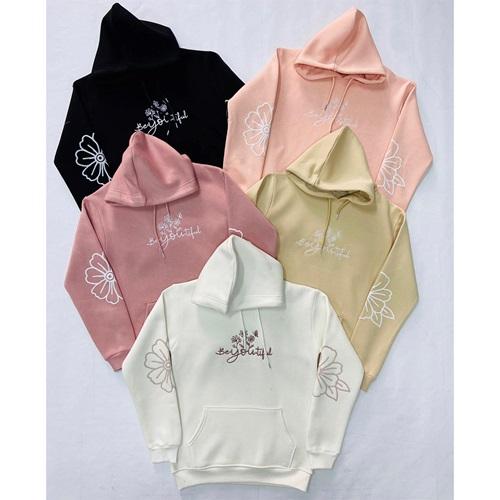 Almila 8323 Kız Çocuk 3 İplik Beyotiful Nakışlı Kapşonlu Sweat 13-16 Yaş