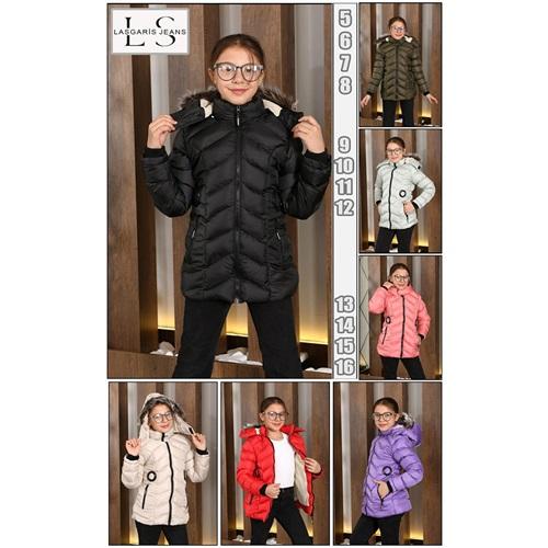 Lasgaris 3001 Kız Çocuk Jesica Tokalı Kız Kaban 13-16 Yaş (4 Lü)