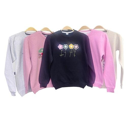 Kardeşler Lıfe Kız Çocuk 2 İp Süzine Çiçek Nakışlı Sweat 3-7 Yaş