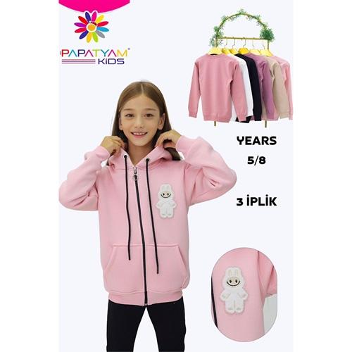 Papatyam Kids 10909 Kız Çocuk 3 İp Fermuarlı Lububu Nakışlı Caket 5-8 Yaş