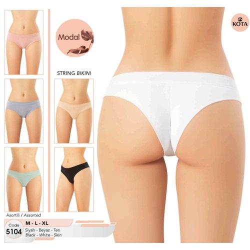 Kota 5104 Bayan Modal Biye Detaylı Strıng Bikini Külot