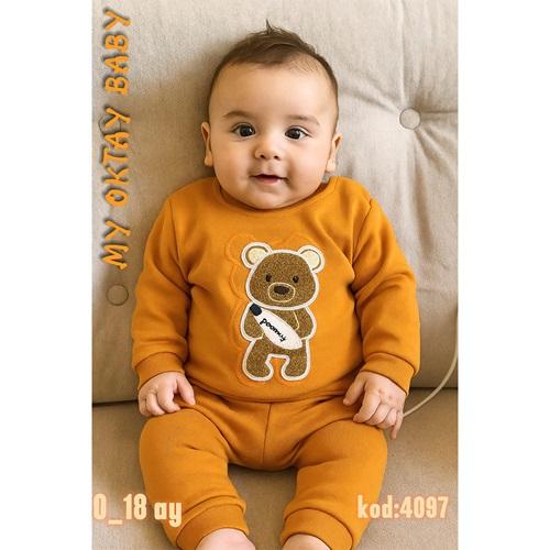 My Oktay 4097 Erkek Bebe Sevimli Aycık Nakışlı 2 Lü Takım 3-24 Ay