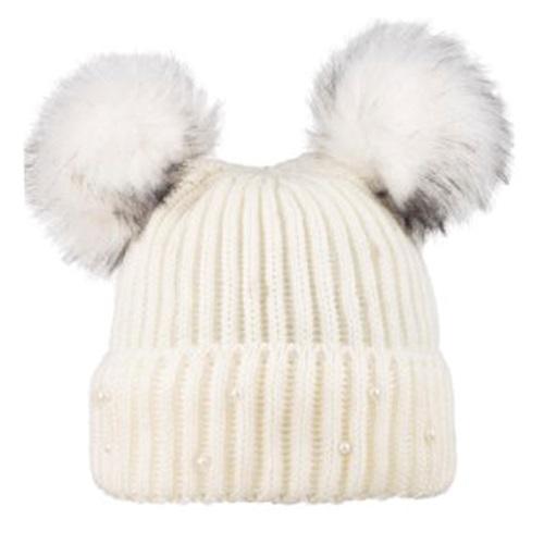 Suyutti K24420-01-010 Bayan Çift Ponponlu Taşlı Bere