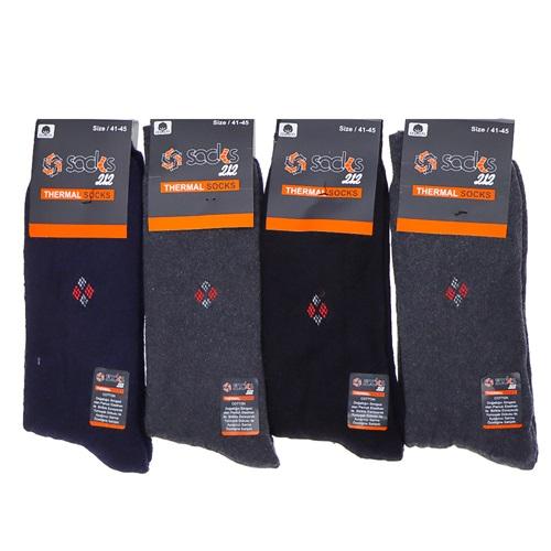 Socks 212 Erkek Thermal Koton Likralı Desenli Soket Çorap