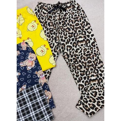 Hilal Yıldız 142 Bayan Peluş Desenli Battal Cepli Pijama Tek Alt 3XL-5XL (6 Lı)