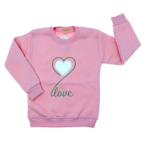 Papatyam Kids 11902 Kız Çocuk 3 İp Kalp Peluş Boncuklu Nakışlı Sweat 9-12 Yaş