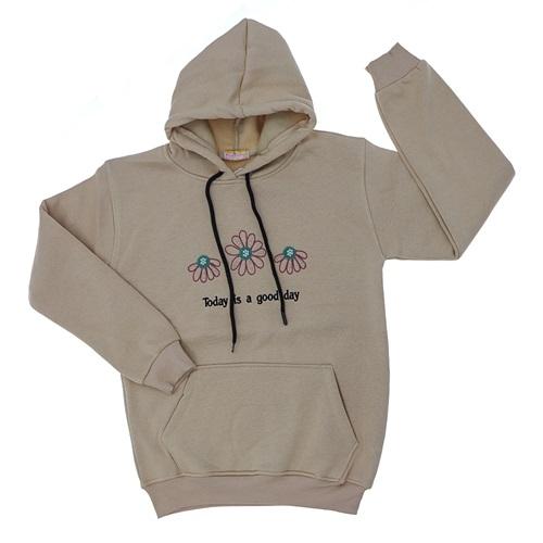 Papatyam Kids 11910 Kız Çocuk 3 İp Çicek Boncuklu Nakışlı Kapşonlu Sweat 13-16 Yaş