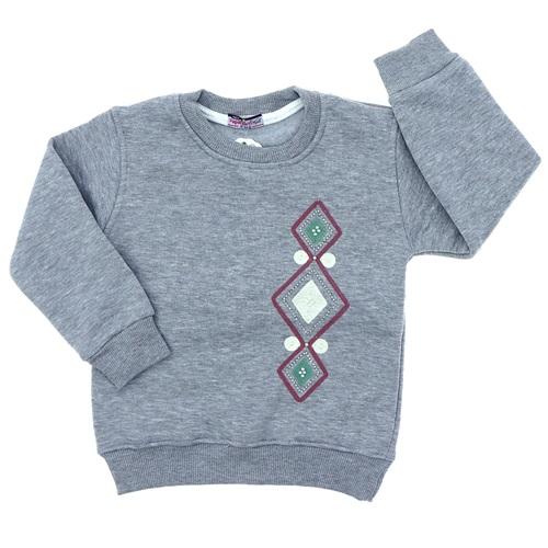 Papatyam Kids 10923 Kız Çocuk 3 İp Dörtgen Boncuklu Nakışlı Sweat 5-8 Yaş