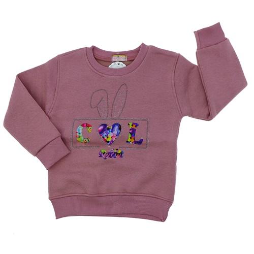 Papatyam Kids 10922 Kız Çocuk 3 İp Col Tavşanlı Taşlı Nakışlı Sweat 5-8 Yaş