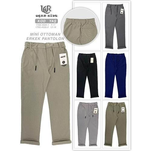 Uçar 4026-2 Erkek Çocuk Arka Cepli Uzun Duble Paça Mini Ottoman Pantolon 12-16 Yaş
