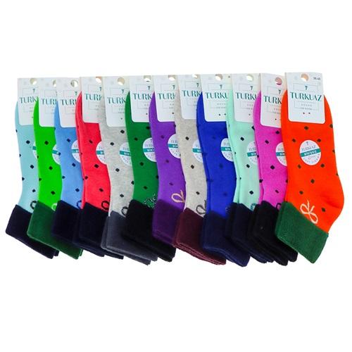 Turkuaz 2025 Bayan Penye Kıvrık Dikişsiz Soft Yıkamalı Havlu Soket Çorap