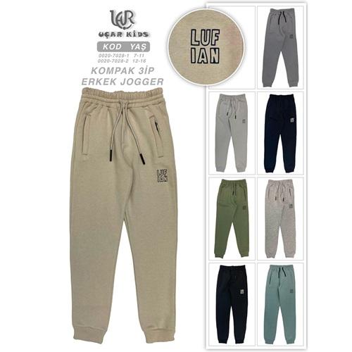 Uçar 7028-1 Erkek Çocuk Kompak 3 İP Flatferm Cepli Lufıan Baskılı Ribana Paça Pantolon 7-11 Yaş