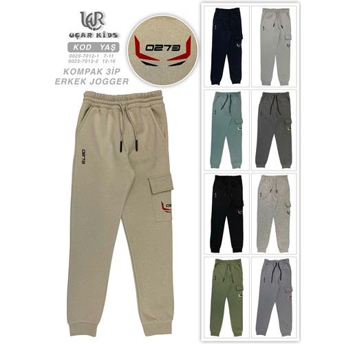 Uçar 7012-2 Erkek Çocuk Kompak 3 İP 0273 Baskılı Ribana Uzun Paça Pantolon 12-16 Yaş