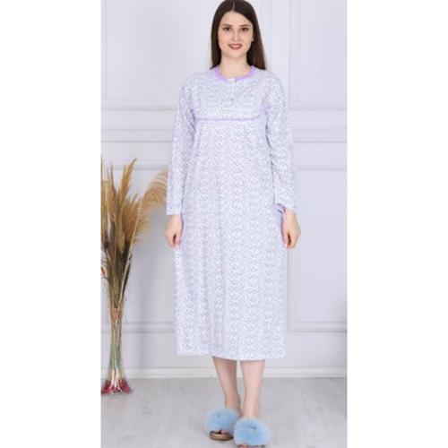 Yen Teks K501 Bayan Şardonlu Düğme Boydan Gecelik M-2XL