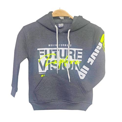 Kardeşler Lıfe Erkek Çocuk 3 İplik Kapşonlu Fature Vısıon Baskılı Sweat 5-8 Yaş