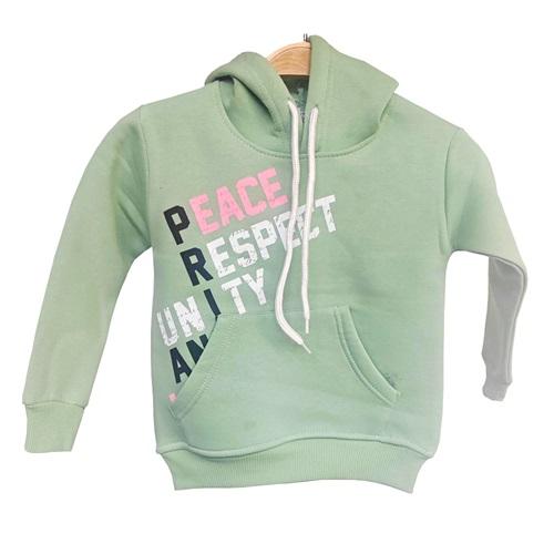 Kardeşler Lıfe Kız Çocuk 3 İplik Kapşonlu Peace Respect Baskılı Sweat 5-8 Yaş