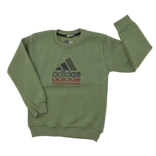Adidas 10927 Erkek Çocuk 3 İp Enjeksiyon Çift Renk Adidas Baskılı Sıfır Yaka Sweat 9-12 Yaş