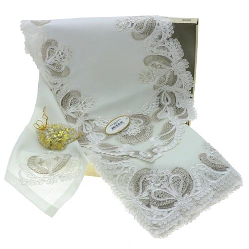 Kasso Home Krc0001 Hanem Fransız Güpürlü 26 parça Masa Örtüsü Seti 160 X 220 CM