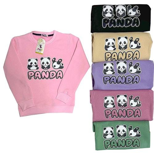 Peri Kids 1001 Kız Çocuk 3 İp Sevimli Panda Baskılı Sıfır Yaka Sweat 7-11 Yaş