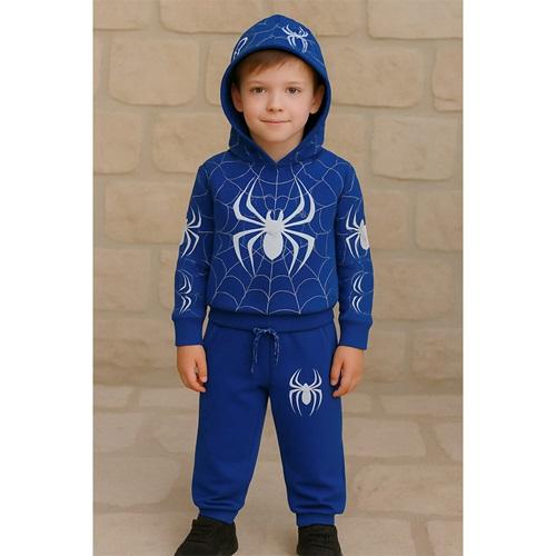 Spıderman 7554 Erkek Çocuk 3 İp Örümcek Adam Baskılı Kapşonlu Takım 3-6 Yaş
