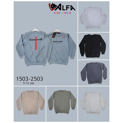 Alfa Kids 1503 Erkek Çocuk 2 İp Game World Baskılı Sweat 5-8 Yaş