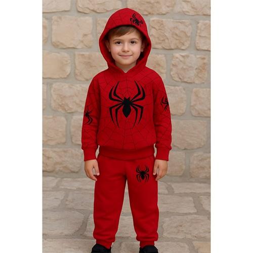 Spıderman 7554 Erkek Çocuk 3 İp Örümcek Adam Baskılı Kapşonlu Takım 7-10 Yaş