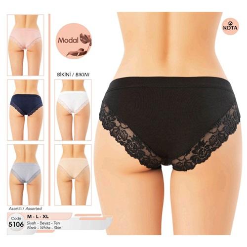 Kota 5106 Bayan Modal Dantel Ve Biye Detaylı Bikini Külot