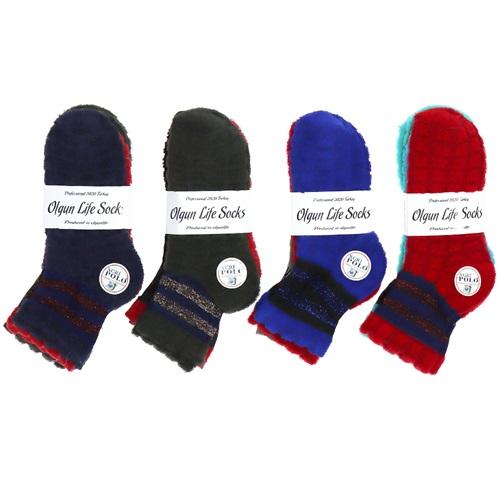 B-19 Polo Bayan Ters Havlu Simli Patik Çorap