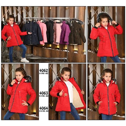 Hemam 4064 Kız Çocuk Keten Kareli Kapşonlu Mont 13-16 Yaş