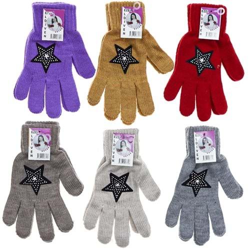 Ezel Bayan Taş Baskılı Triko Eldiven