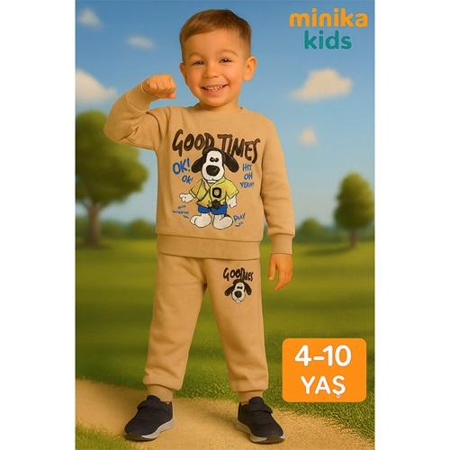 Minika Erkek Çocuk 2 İp Badboy Labubu Baskılı Sıfır Yaka Takım 3-10 Yaş