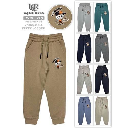 Uçar 3023-1 Erkek Çocuk 3 İp Labubu Baskılı Yan Cepli Paça Ribana Eşofman Alt 2-6 Yaş