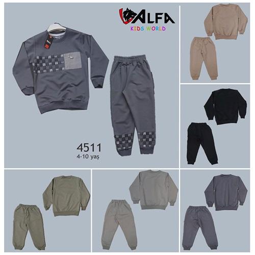 Alfa Kids 4511 Erkek Çocuk 2 İp Kabartma More Baskılı Takım 4-10 Yaş