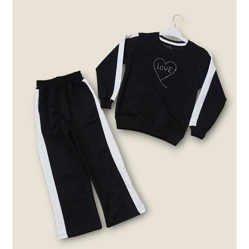 Alfa Kids 4220 Kız Çocuk 2 İp Kalpli Taş Baskılı Takım 4-10 Yaş