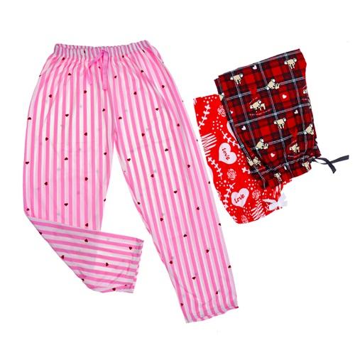 Laydy Queen Bayan Desenli Süet Pijama Tek Alt S-2XL(5 Li)