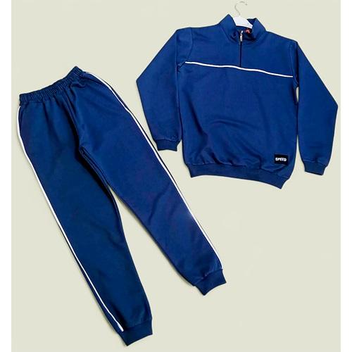 Alfa Kids 5507 Erkek Çocuk 2 İp Yaka Fermuarlı Şeritli Takım 11-14 Yaş