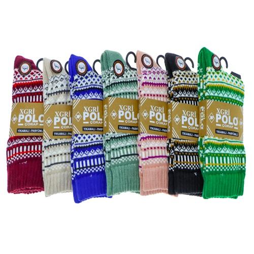 XGri Polo B-98 Bayan Yün Jakarlı Soket Çorap