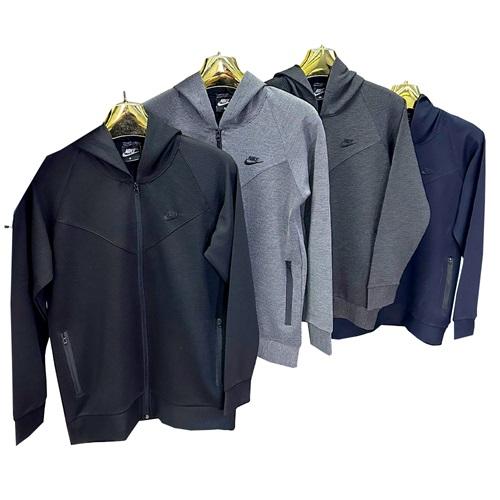 Srt PV444 Erkek Polyviskon Nıke Nakışlı Kapşonlu Sweat Ceket S-2XL