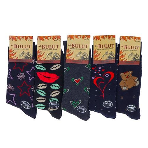 Bulut 1186 Bayan Dikişsiz Thermal Likralı Havlu Soket Çorap - Karışık Renk - ASORTİ