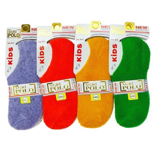 XGri Polo Ç-11 Çocuk Likralı Ters Havlu Sneakers Çorap - Karışık Renk - 1-3 YAŞ