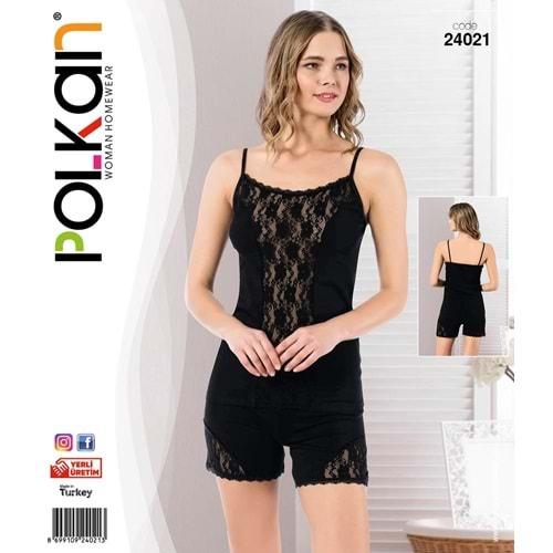 Polkan 24021 Penye Dantelli Şortlu 2 li Takım